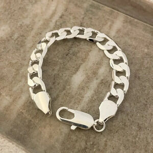 925 Sterling Silver Chunky Chain Link Bracelet Silver Large Link Bracelet 10 MM